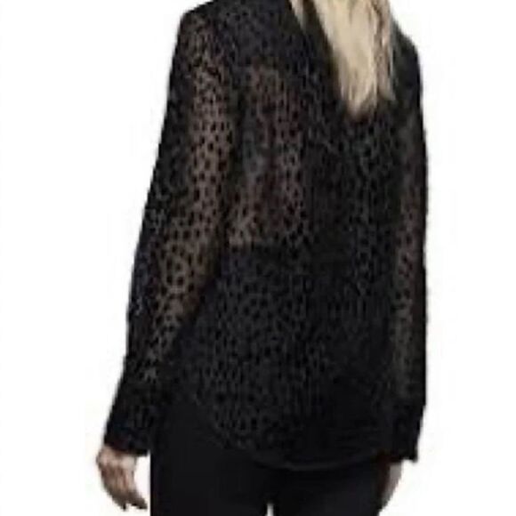 Good American Bliss Shirt Sheer Leopard Pattern Size 2 or Medium - Picture 5 of 9